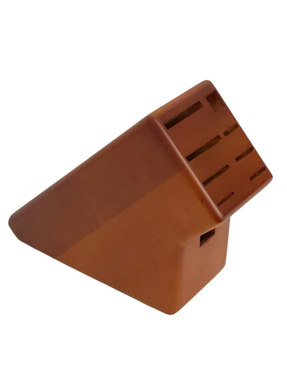 Solid Cherry Wood Red Brown 9-Slot Tilted Countertop Knife Block